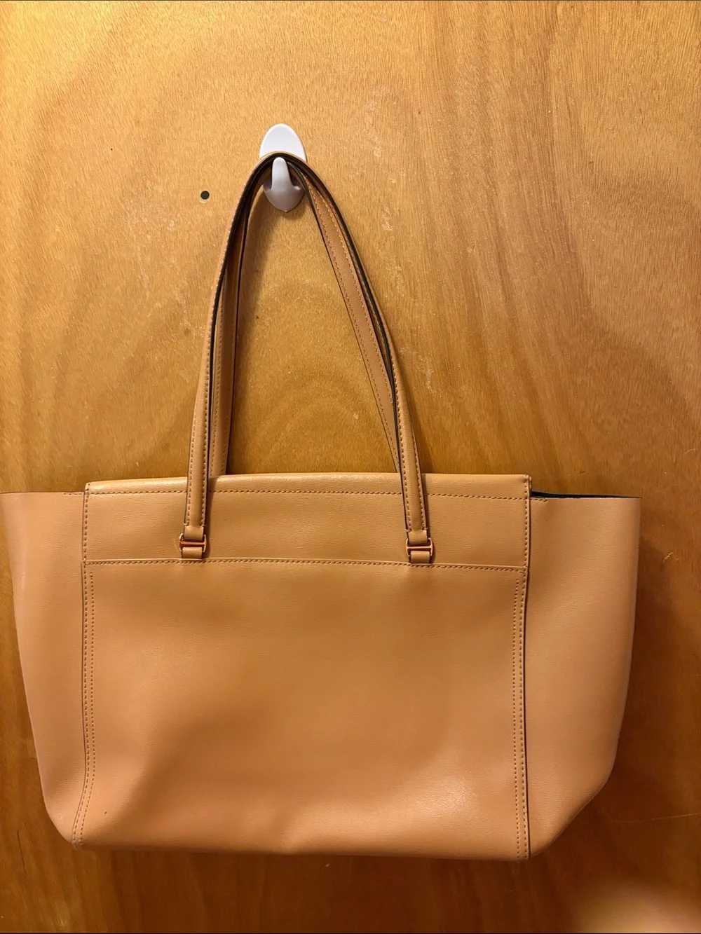 Tory Burch Beige-Tan Leather Tote with Gold Logo